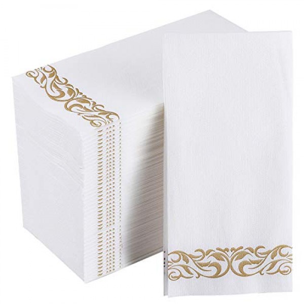 200 Pack Disposable Guest Towels Soft and Absorbent Linen-Feel ...