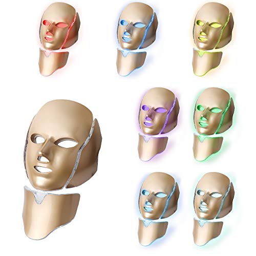 LED Face Mâsk Light Therapy - 7 Color Light Therapy Mâsk Photon S...
