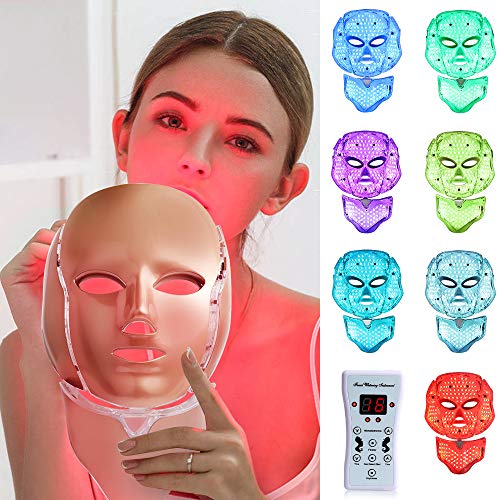 LED Face Mâsk Light Therapy - 7 Color Light Therapy Mâsk Photon S...