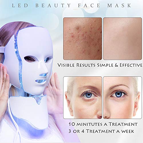 LED Face Mâsk Light Therapy - 7 LED Light Photon Face Mâsk For Sk...