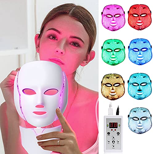 LED Face Mâsk Light Therapy - 7 LED Light Photon Face Mâsk For Sk...