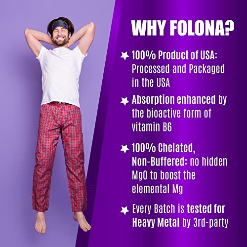 Folona Magnesium Glycinate with Vitamin B6 Research Proven to Enh...