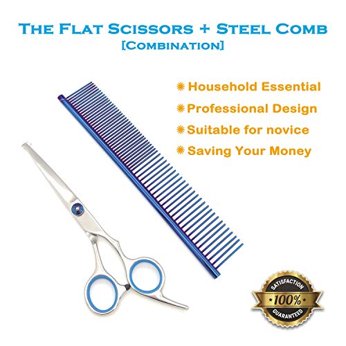 Foneeus Dog Grooming Scissors and Comb Set, Safe Pet Grooming Sci...