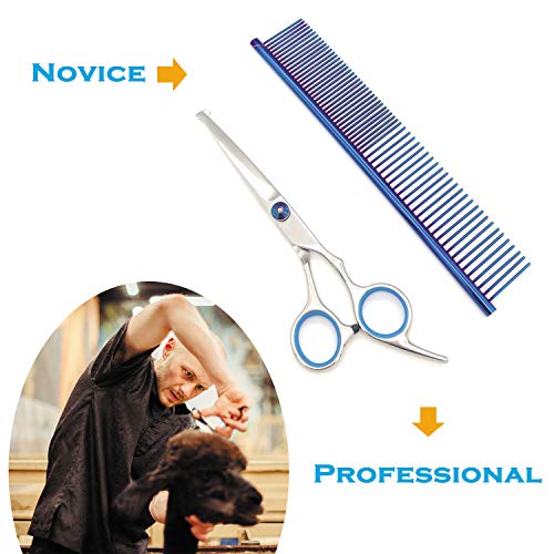 Foneeus Dog Grooming Scissors and Comb Set, Safe Pet Grooming Sci...