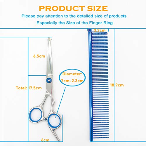 Foneeus Dog Grooming Scissors and Comb Set, Safe Pet Grooming Sci...