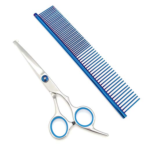 Foneeus Dog Grooming Scissors and Comb Set, Safe Pet Grooming Sci...