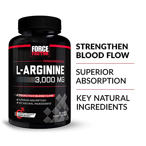 Force Factor L-Arginine, 3-Pack, Nitric Oxide Supplement with Bio...