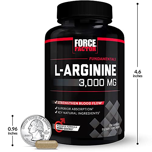 Force Factor L-Arginine, 3-Pack, Nitric Oxide Supplement with Bio...