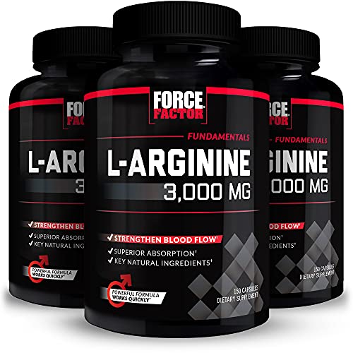Force Factor L-Arginine, 3-Pack, Nitric Oxide Supplement with Bio...