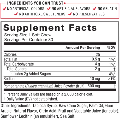 Force Factor Pomegranate Soft Chews, Heart Health, Bone Health, &...
