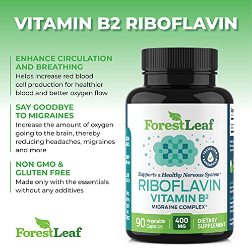 Vitamin B2 Riboflavin, 400mg - 90 Capsules - Promotes Healthier B...