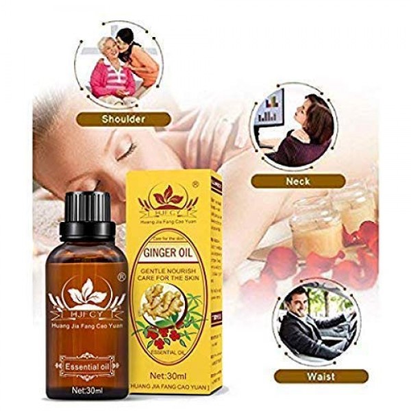 3 Pack Ginger Massage Oil,100% Pure Natural Lymphatic Drainage Gi...