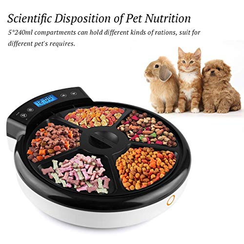 Funkeen 5-Meal Pet Feeder, Smart Automatic Feeder Cat Auto Feeder...