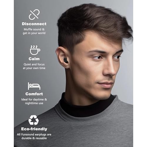 Ear Plugs for Sleeping Noise Reduction Reuseable, Concerts, Focus...