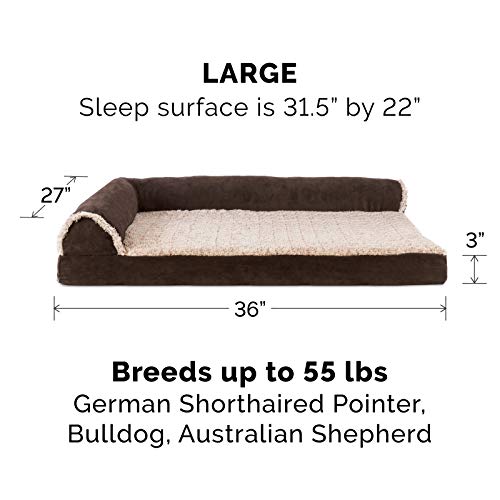 Furhaven Memory Foam Pet Bed for Dogs and Cats - L Chaise Sofa Tw...