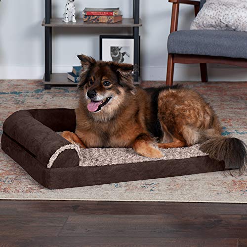 Furhaven Memory Foam Pet Bed for Dogs and Cats - L Chaise Sofa Tw...