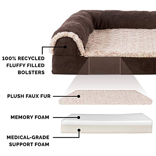 Furhaven Memory Foam Pet Bed for Dogs and Cats - L Chaise Sofa Tw...