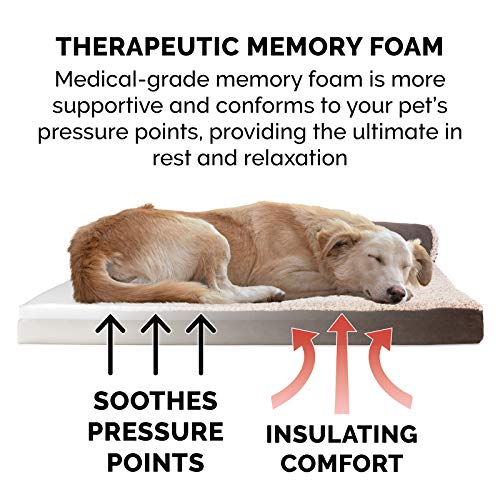 Furhaven Memory Foam Pet Bed for Dogs and Cats - L Chaise Sofa Tw...