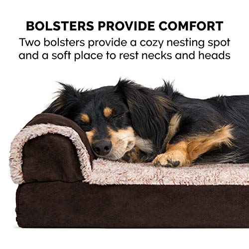 Furhaven Memory Foam Pet Bed for Dogs and Cats - L Chaise Sofa Tw...