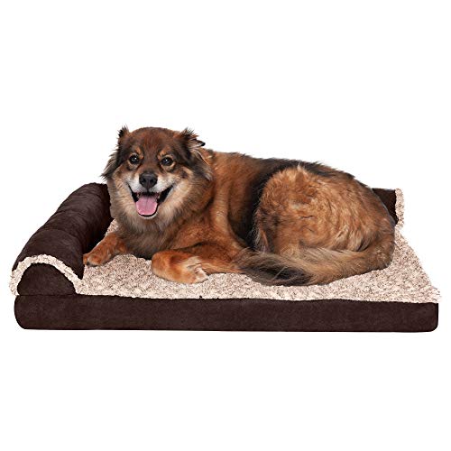 Furhaven Memory Foam Pet Bed for Dogs and Cats - L Chaise Sofa Tw...