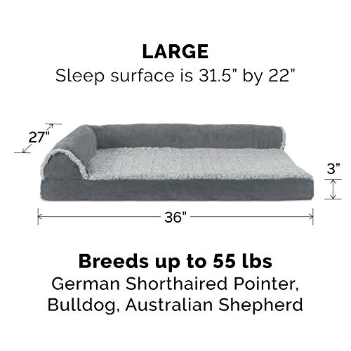 Furhaven Orthopedic Pet Bed for Dogs and Cats - L Chaise Sofa Plu...