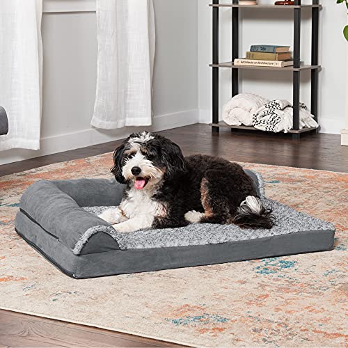 Furhaven Orthopedic Pet Bed for Dogs and Cats - L Chaise Sofa Plu...