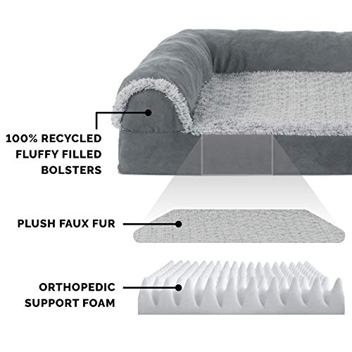 Furhaven Orthopedic Pet Bed for Dogs and Cats - L Chaise Sofa Plu...