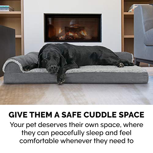 Furhaven Orthopedic Pet Bed for Dogs and Cats - L Chaise Sofa Plu...