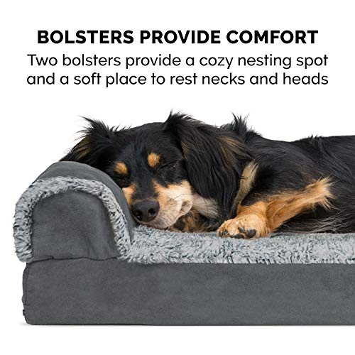 Furhaven Orthopedic Pet Bed for Dogs and Cats - L Chaise Sofa Plu...