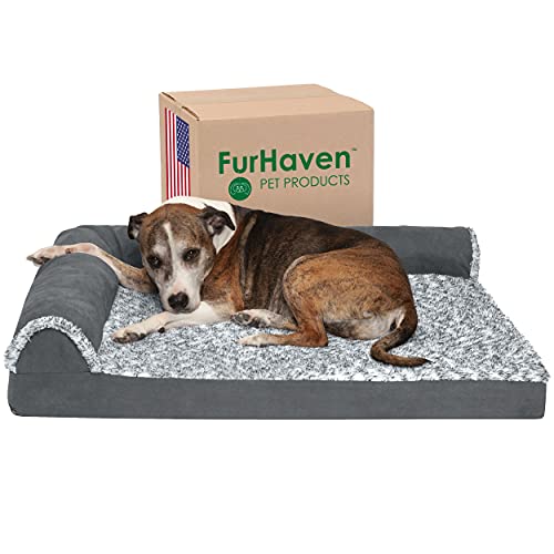 Furhaven Orthopedic Pet Bed for Dogs and Cats - L Chaise Sofa Two...