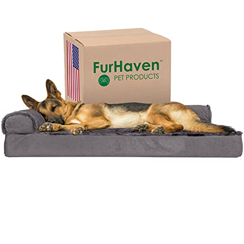 Furhaven Orthopedic Pet Bed for Dogs and Cats - L Chaise Sofa Plu...