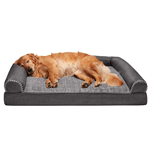 Furhaven Orthopedic Pet Bed for Dogs and Cats - Sofa-Style Faux F...