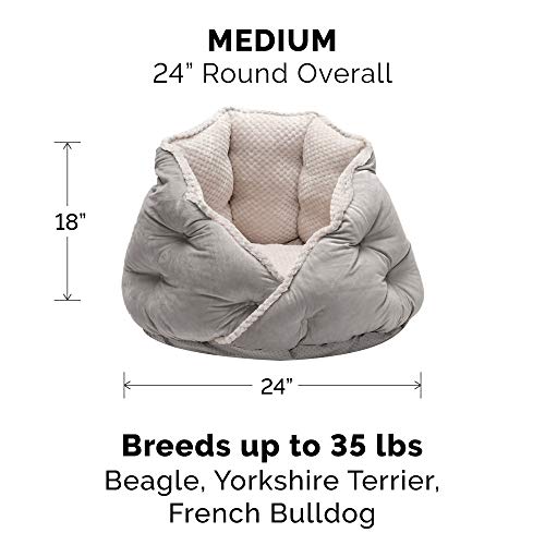 Furhaven Pet Bed for Cats and Small Dogs - Minky Plush and Velvet...