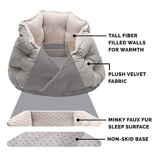 Furhaven Pet Bed for Cats and Small Dogs - Minky Plush and Velvet...