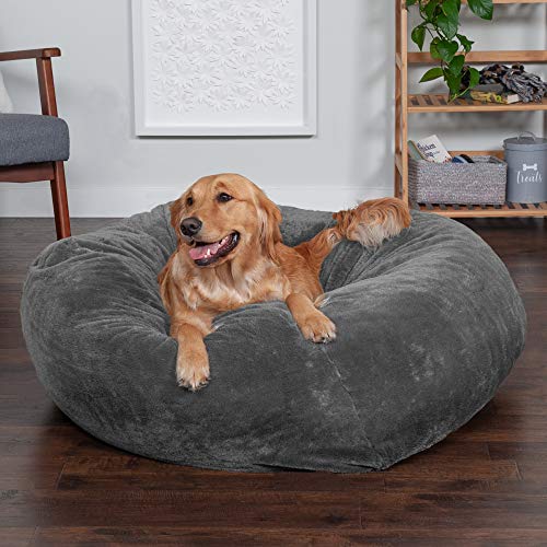 Furhaven Pet Bed for Dogs and Cats - Beanbag-Style Plush Faux Fur...