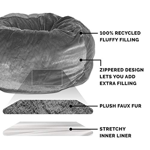 Furhaven Pet Bed for Dogs and Cats - Beanbag-Style Plush Faux Fur...