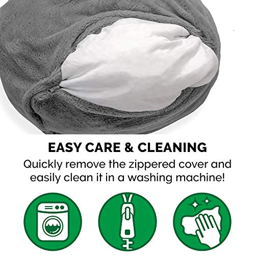 Furhaven Pet Bed for Dogs and Cats - Beanbag-Style Plush Faux Fur...