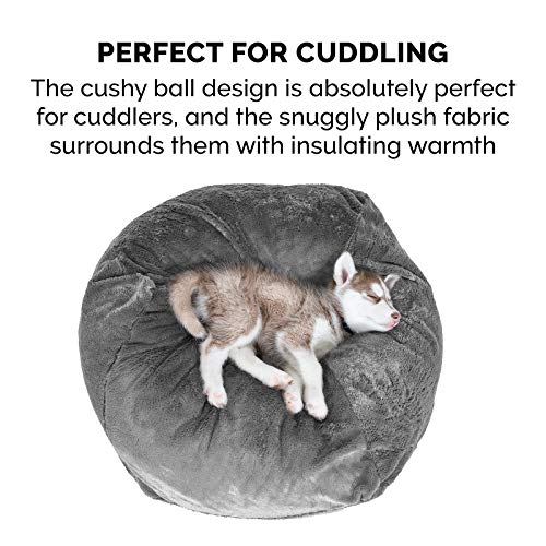 Furhaven Pet Bed for Dogs and Cats - Beanbag-Style Plush Faux Fur...