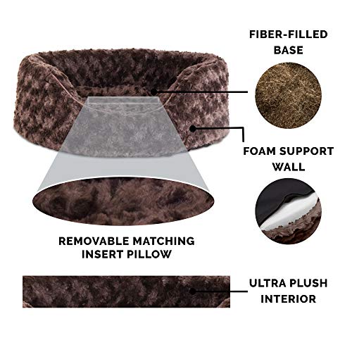 Furhaven Pet Bed for Dogs and Cats - Ultra Plush Curly Fur Oval C...