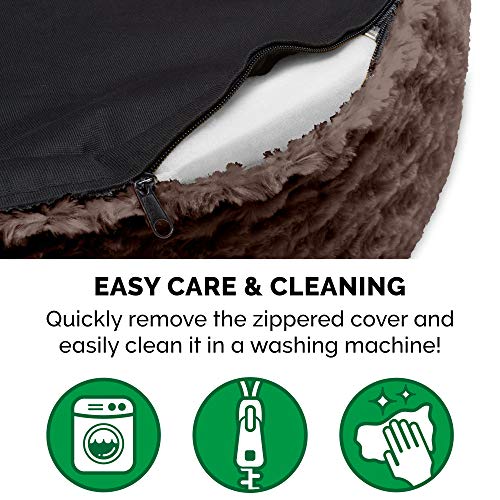 Furhaven Pet Bed for Dogs and Cats - Ultra Plush Curly Fur Oval C...