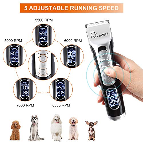 Professional Dog Grooming Clippers - Cordless Pet Hair Trimmer Ki...