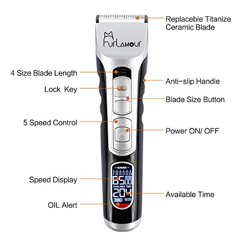 Professional Dog Grooming Clippers - Cordless Pet Hair Trimmer Ki...