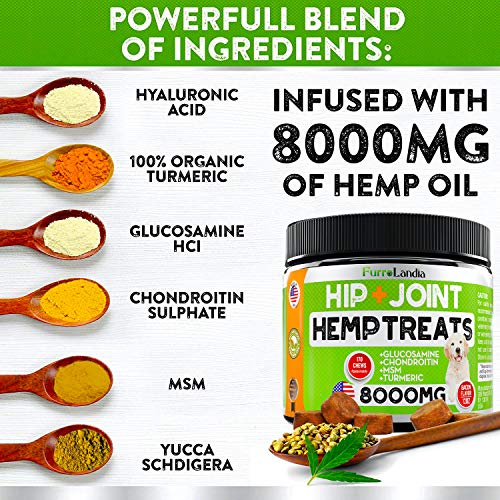 FurroLandia Hemp Hip & Joint Supplement for Dogs - 170 Soft Chews...