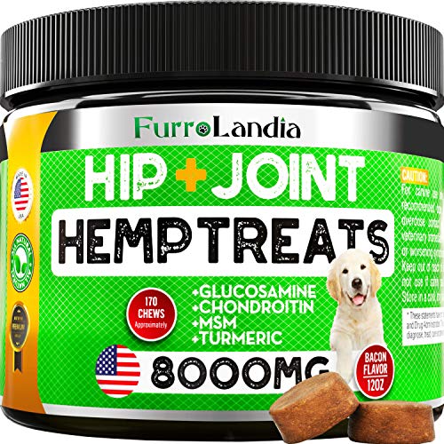 FurroLandia Hemp Hip & Joint Supplement for Dogs - 170 Soft Chews...