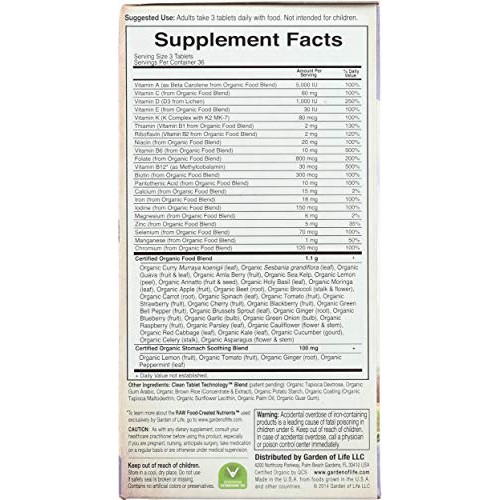 Garden of Life Organic Mykind Prenatal Multivitamin, 108 CT