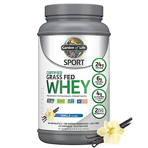 Garden of Life Sport Whey Protein Powder Vanilla, Premium Grass F...