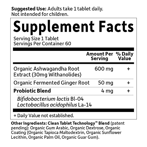 Organic Ashwagandha Stress, Mood & Energy Support Supplement with...