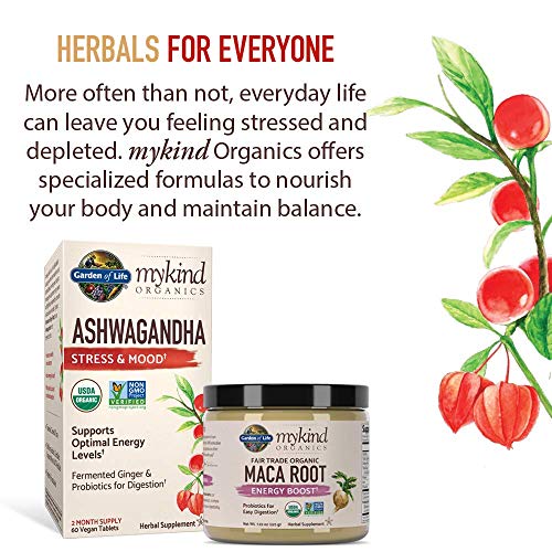 Organic Ashwagandha Stress, Mood & Energy Support Supplement with...