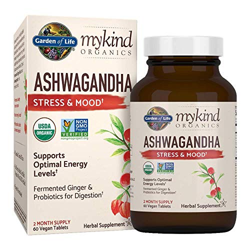 Organic Ashwagandha Stress, Mood & Energy Support Supplement with...