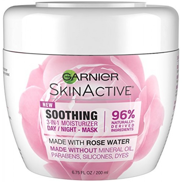 Garnier SkinActive 3-in-1 Face Moisturizer with Rose Water, 6.7 F...
